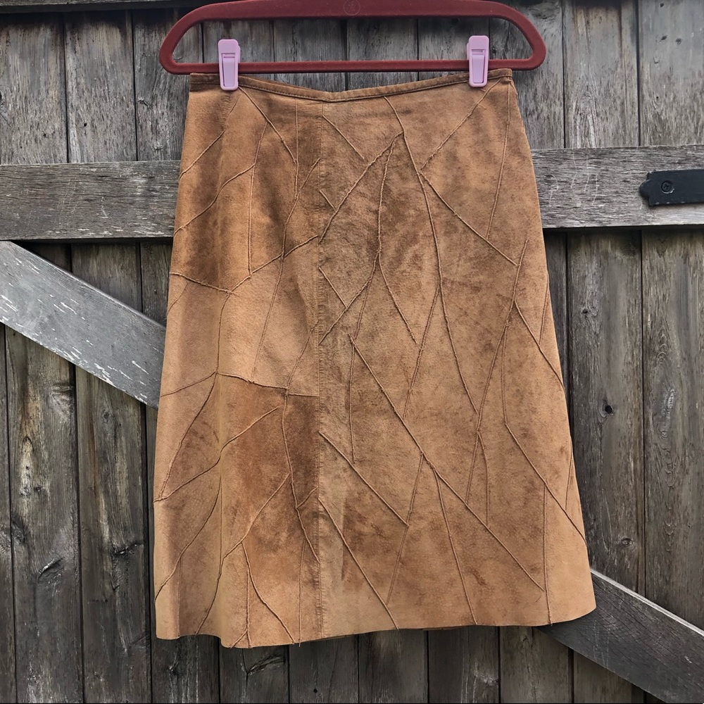 Vtg Leather Midi Skirt
